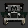 Classic Vintage Green Car With Brown Soft Top And Retro Design Features