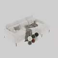 Cozy Modern Two Seater Sofa With Plush Cushions Soft Blanket And Decorative Balls