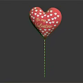 Pink Heart Balloon With White Hearts Gold Be my Valentine And Red White Striped Stick