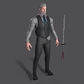 Cartoon Man Gentleman Game Character Game Character Swordsman Alien Character Anime Character Middle-aged Man Suit 3d model