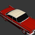 Red Vintage Classic Car With White Roof And Chrome Accents Design