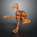 Orange Mechanical Device Structure With Interconnected Gears And Articulated Arms