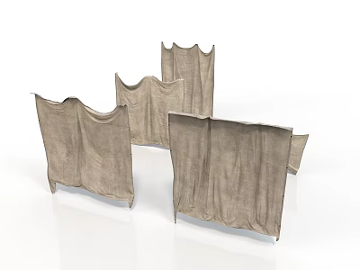 Light Brown Fabric Square Rugs With Scalloped Edges For Home Decor 3d model