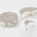 Elegant Modern Coffee Tables With Textured Top And Gold Metal Frame Design