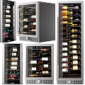 Various Wine Cooler Designs With Glass Doors And Black Wine Storage Racks