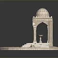 Ornate 3D Building Model Featuring Dome Carved Details And Sandy Base Structure