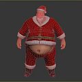 Festive Decorative Ornament Set with Santa Claus Red Outfit White Trim and Standing Pose