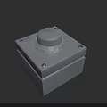 Gray Electronic Control Panel Component With Square Base Round Knob Silver Trim And Screw Holes