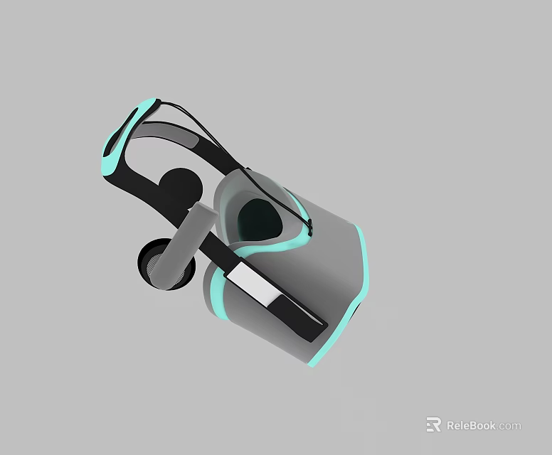 Modern VR Headset Design With Gray Turquoise Accents And Comfortable Straps 3d model