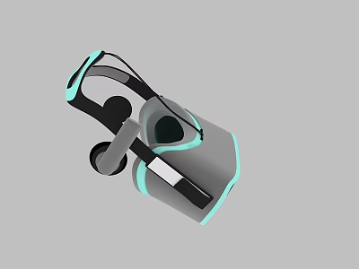 Modern VR Headset Design With Gray Turquoise Accents And Comfortable Straps 3d model