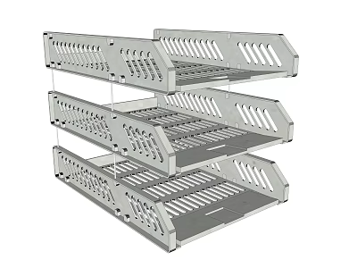 Three Tier Metal Storage Rack With Hollow Out Design And Durable Structure 3d model