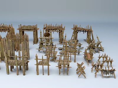 Construction Site With Wooden Frame Structures Used For Building Construction Models 3d model