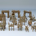 Construction Site With Wooden Frame Structures Used For Building Construction Models 3d model