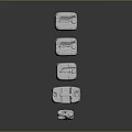 White Plastic Buckets of Various Sizes Arranged in a Row on Black Background