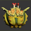 Colorful Sea Creature With Yellow Body Green Stripes And Red Spots