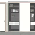 Modern Black And White Bookcase With Glass Doors LED Lighting Drawers And Open Shelves