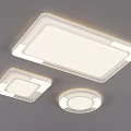 Modern White Ceiling Lights with Rectangular and Circular Shapes Decorative Edges Soft Lighting 3d model
