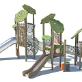 Observation Deck Sightseeing Tower Wooden House Customized Paradise Development Paradise Amusement Park Children's Amusement Park Playground Combination Function Slide Amusement Scoot 3d model