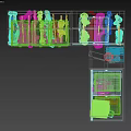 Modern Wardrobe Interior With Hanging Clothes Drawers Shelves Bags And Shoes