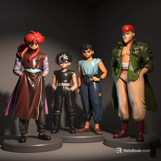 Anime Character Dolls With Diverse Outfits And Stylish Standing Poses 3d model 