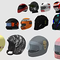 Collection Of Different Helmets Featuring Racing Cartoon Camo And Pink Styles