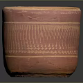 Ancient Reddish Brown Clay Pot With Striped Patterns And Worn Edges 3d model