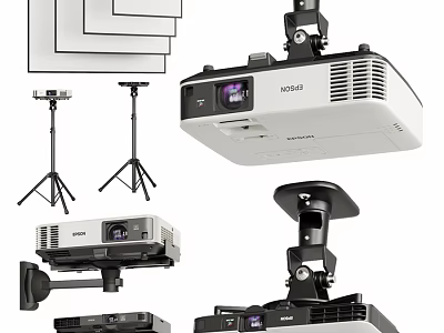 Complete Professional Projector Setup With Projection Screens Tripods And Mounts 3d model