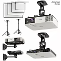 Complete Professional Projector Setup With Projection Screens Tripods And Mounts