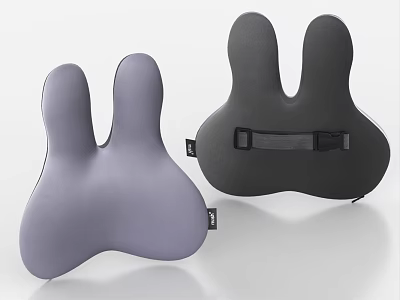 Rabbit Ear Shaped Lumbar Support Pillow Gray Black With Adjustable Straps For Daily Living Essentials 3d model