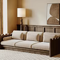 Chinese style multi-person sofa floor lamp hanging picture 3d model