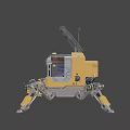 Yellow Multi Legged Mechanical Robot Character for Sci Fi Space Exploration Game 3d model