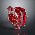 Red Fashion Accessory Watch With Leather Strap Stylish Dial And Metallic Frame Design