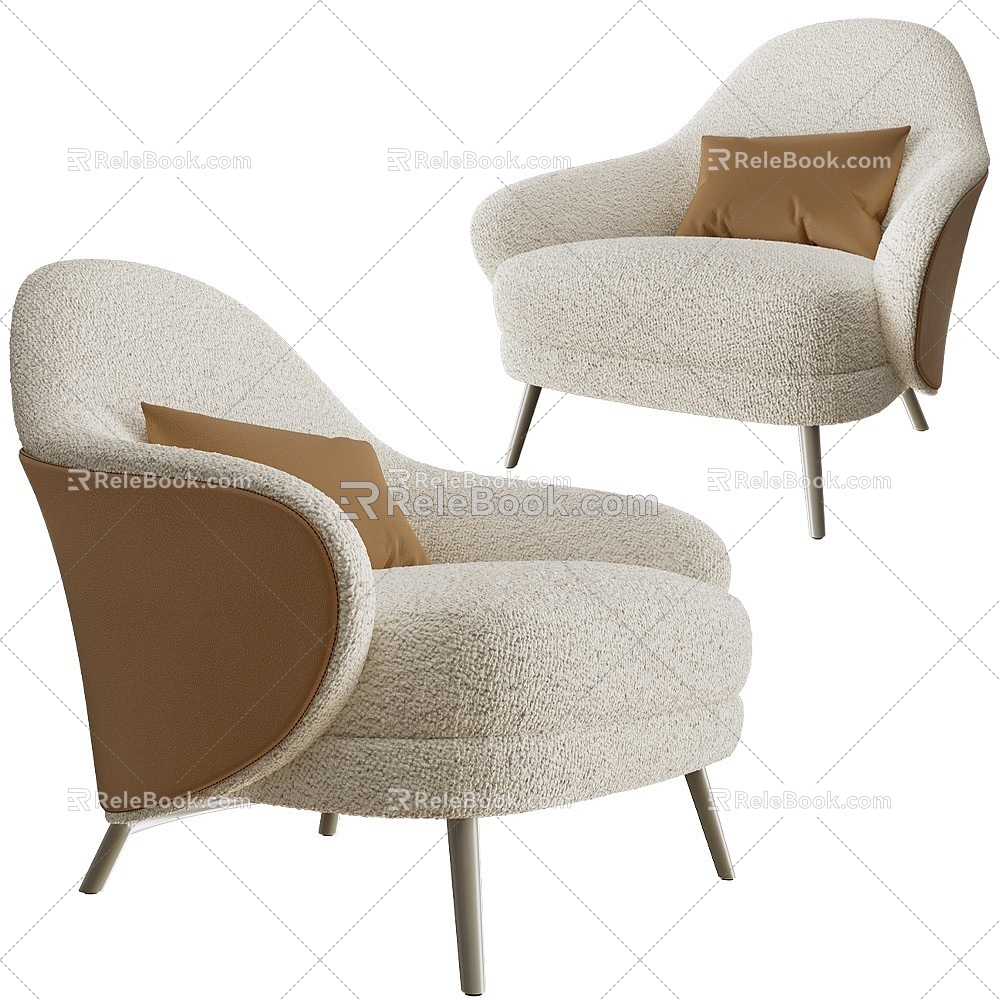 Modern Sofa Chair Fabric Leisure Chair 3d model