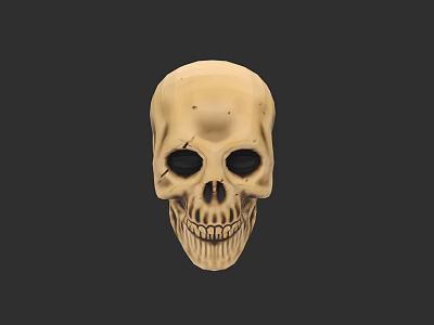 Realistic Beige Human Skull Model With Hollow Eye Sockets And Teeth 3d model