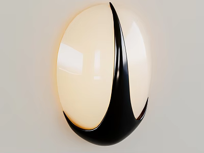Unique Shaped Wall Light With Black Frame And White Illuminated Oval Design 3d model