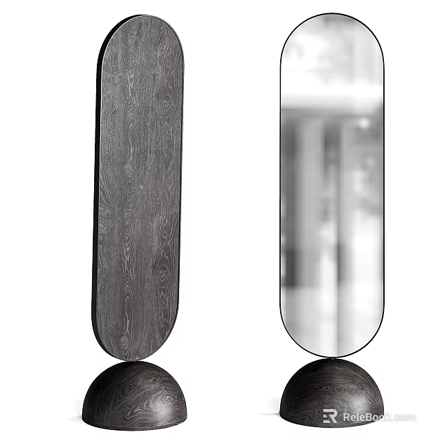 Modern Minimalist Mirror with Wooden Frame and Oval Design for Home Decor 3d model 
