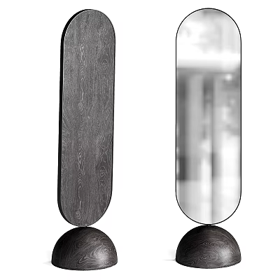 Modern Minimalist Mirror with Wooden Frame and Oval Design for Home Decor 3d model