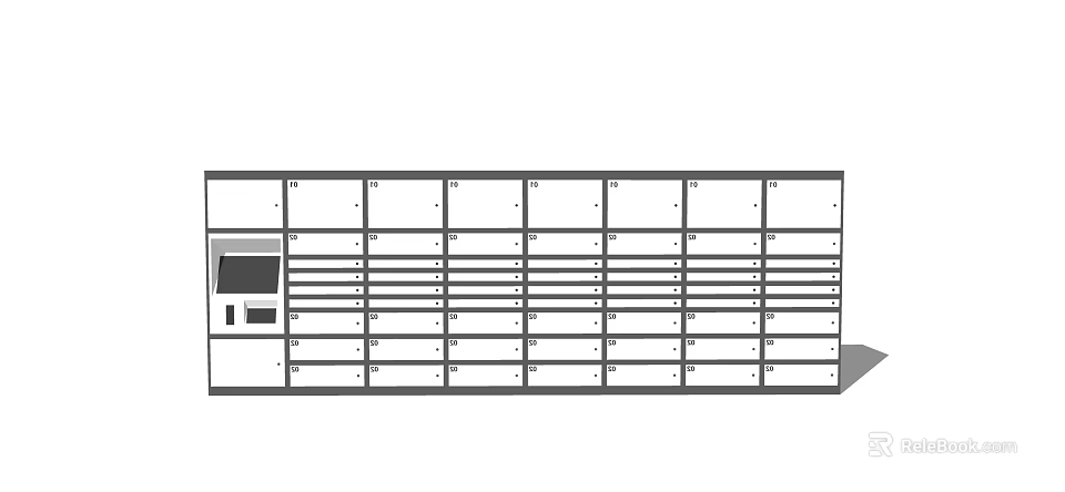 Public Facility Storage Lockers With Multiple Compartments And Digital Control Panel 3d model