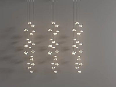 Modern Hanging Chandelier With Multiple White Bulbs For Contemporary Interior Decoration 3d model