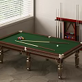 Stylish Billiard Room Interior With Green Felt Table Pool Cues Cues Rack And Colorful Balls