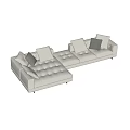 Beige Sectional Sofa With Modular Design And Plush Comfortable Cushions 3d model