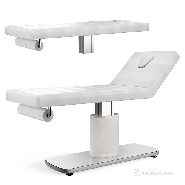 White Adjustable Medical Examination Table With Ergonomic Padded Surface And Wheels 3d model 