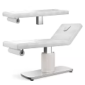 White Adjustable Medical Examination Table With Ergonomic Padded Surface And Wheels 3d model