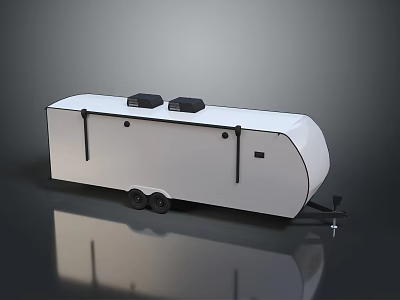 Modern White Trailer With Black Top Equipment Side Straps And Two Wheels 3d model