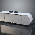 Modern White Trailer With Black Top Equipment Side Straps And Two Wheels 3d model
