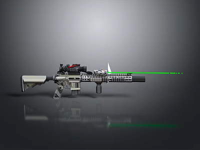 Advanced Tactical Gun With Green Laser Sight And Intricate Mechanical Structure 3d model