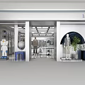 Modern Clothing Store Interior With Gold Head Mannequin Displayed Clothes And Mirror Lighting