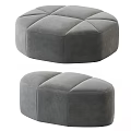 Gray Velvet Tufted Round Stool With Soft Cushioned Comfortable Seat Design 3d model