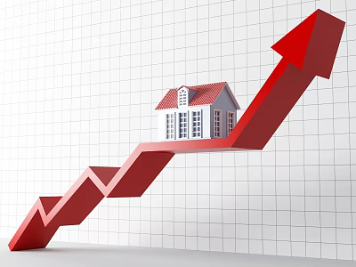 Modern house prices rise 3d model