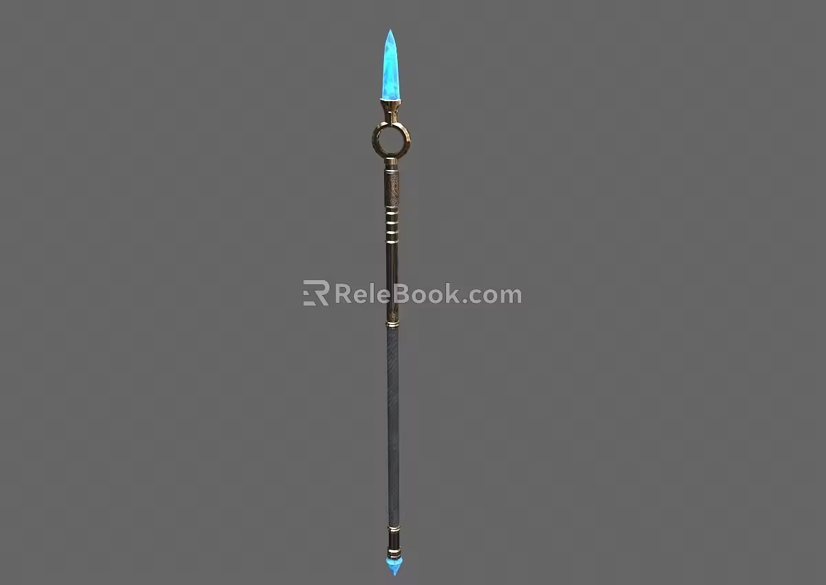 Lance Long Spear Cold Weapon PBR Next Generation Ancient Weapon Long Handle Weapon Frostbite Spear Game Equipment 3d model